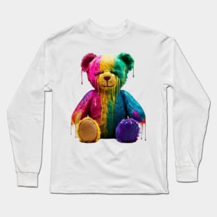 Colour Dripping Teddy Bear Long Sleeve T-Shirt